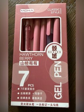 Rose Gel Pen Set - 7 Pc